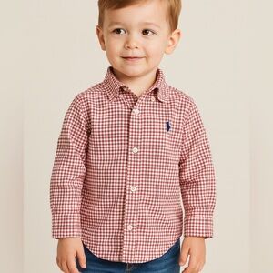 Ralph Lauren Kids Orange Checkered Button Down Shirt